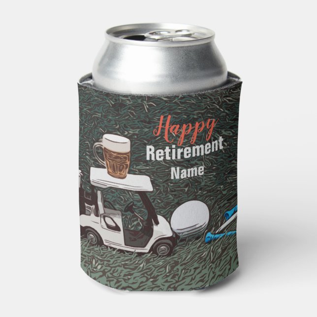 Golf glückliche Pension mit Name Bierwagen Golfer Dosenkühler (Kanne Vorderseite)