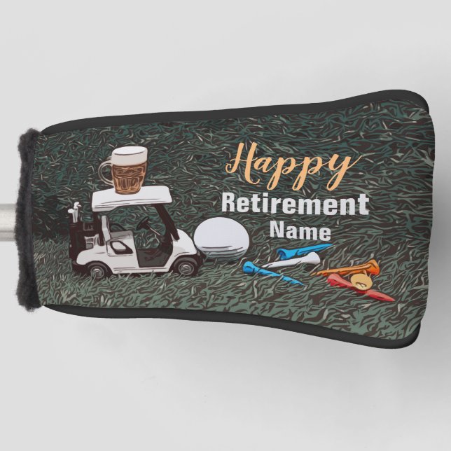 Golf glückliche Pension mit Name Bierwagen Golfer  Golf Headcover (Vorderseite)