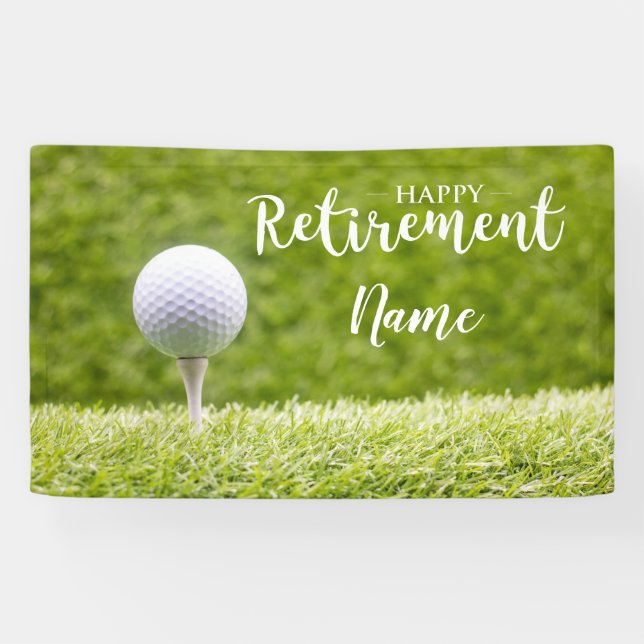 Golf glückliche Pensionierung mit Golfball auf Grü Banner (Horizontal)