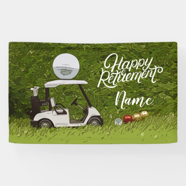 Golf glücklicher Ruhestand mit dem Ball auf Grün Banner (Horizontal)