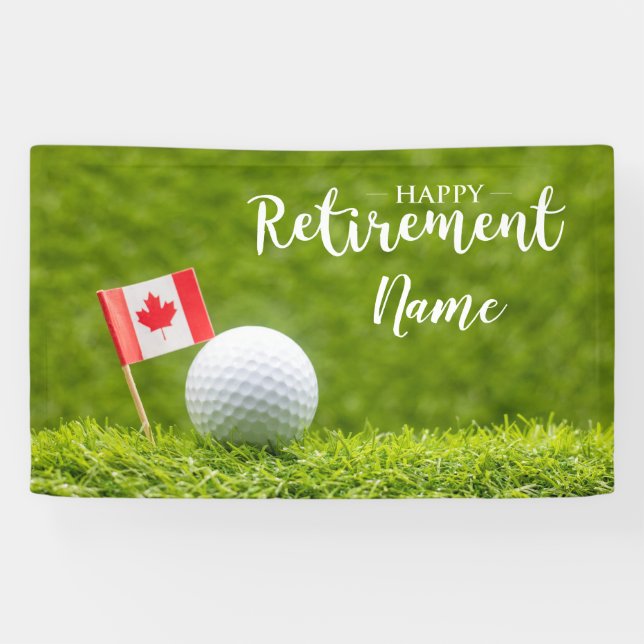Golf glücklicher Ruhestand mit Flagge Kanadas Banner (Horizontal)