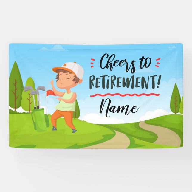 Golf glücklicher Ruhestand mit glücklichem Golfer  Banner (Horizontal)
