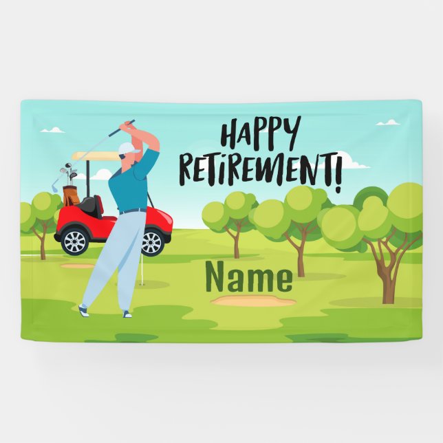 Golf glücklicher Ruhestand mit glücklichem Golfer  Banner (Horizontal)