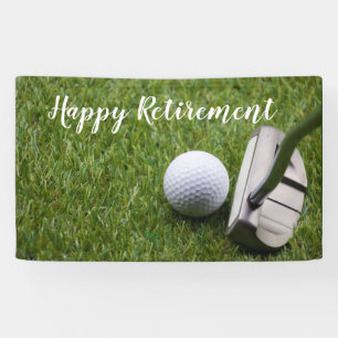 Golf glücklicher Ruhestand mit Golfball und Putte Banner
