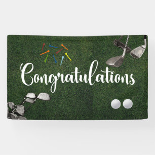 Golf Glückwunsch mit Golfball auf Grün Banner