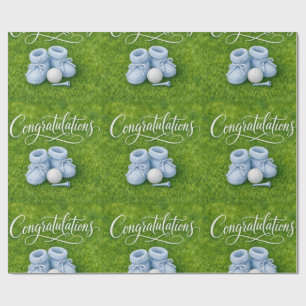 Golf Glückwünsche für Baby-Jungen Golfer auf grüne Geschenkpapier