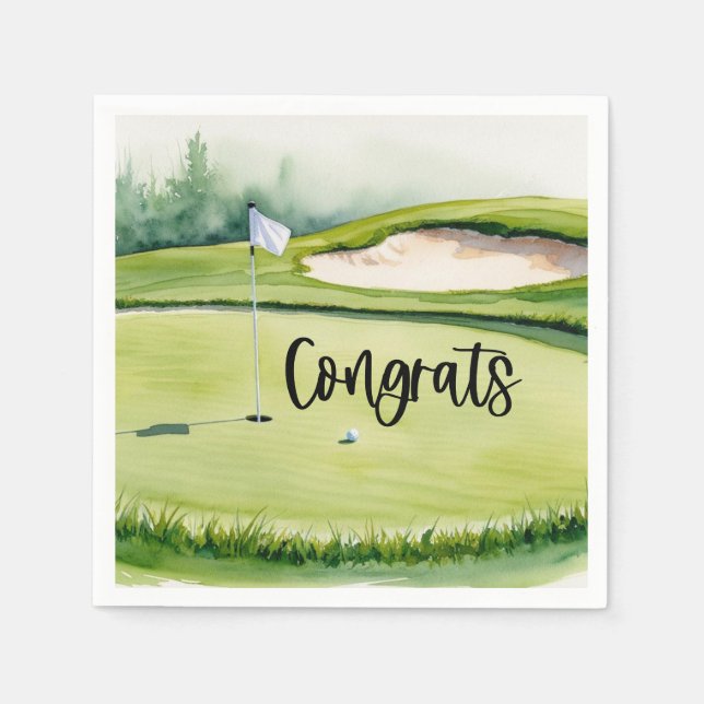 Golf Glückwunschtext zum Thema "Grün" Serviette (Vorderseite)