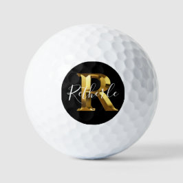 Golf Golden  monogram name & initial golf balls Golfball