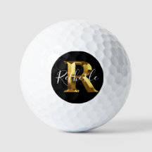 Golf Golden Monogramm Name & Initial Golfbälle