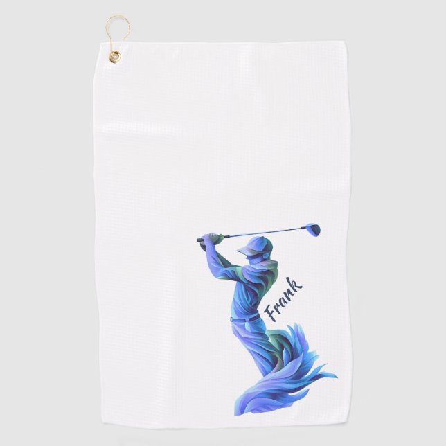 Golf, Golf-Pro, blau, Silhouette Golfhandtuch (Vorderseite)