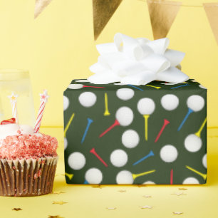 Golf Golfbälle und Tees Golfer Geschenkpapier