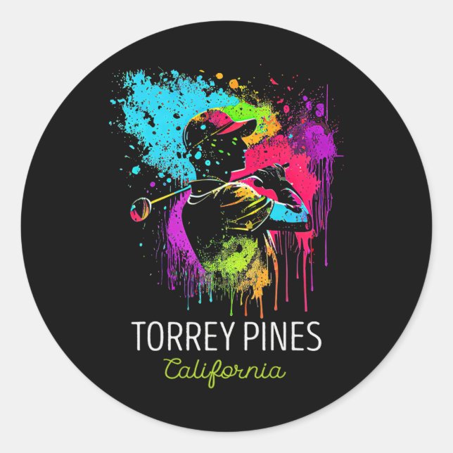 Golf Golfen Torrey Pines  Runder Aufkleber (Vorderseite)