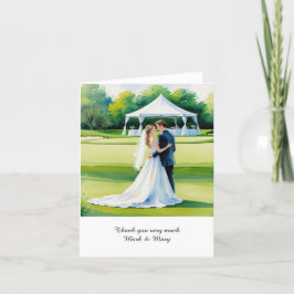 Golf Golfer Bride und Groom Golfplatz Aquarell Dankeskarte