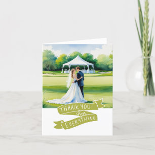 Golf Golfer Bride und Groom Golfplatz Aquarell Dankeskarte