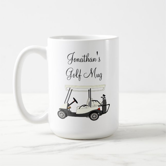 Golf Golfer Cart Personnalisé Coffee Beer Cup Mug (Gauche)