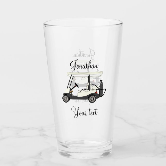 Golf Golfer Cart Pint Trinkglas Glas (Vorderseite)