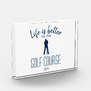 Golf Golfer Course Quote Monogram Initials White Fotoblock