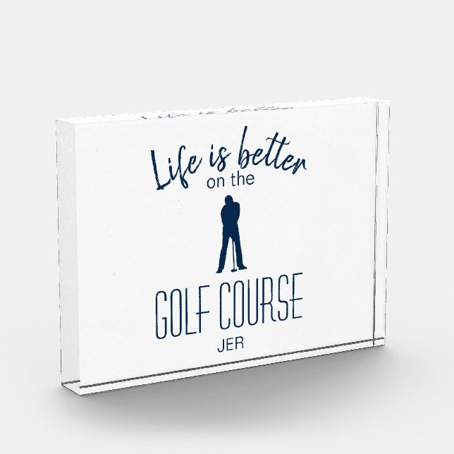 Golf Golfer Course Quote Monogram Initials White Fotoblock (Links)