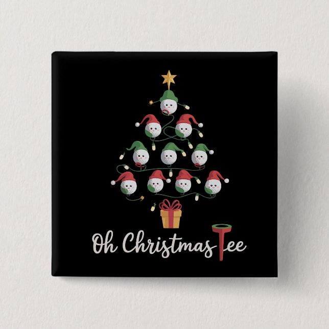 Golf Golfer Funny Golfing Oh Christmas Tee Button (Vorderseite)
