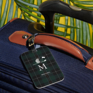 Golf Golfer Geschenk Elegantes Karo Monogramm Cust Gepäckanhänger