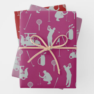 Golf Golfer Golf Cart und Bag Geschenkpapier Set
