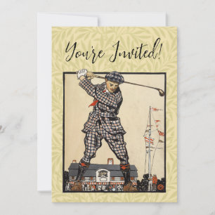 Golf Golfer Vintage Antik Golfen Einladung
