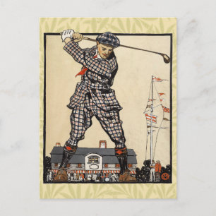 Golf Golfer Vintage Antik Golfen Postkarte
