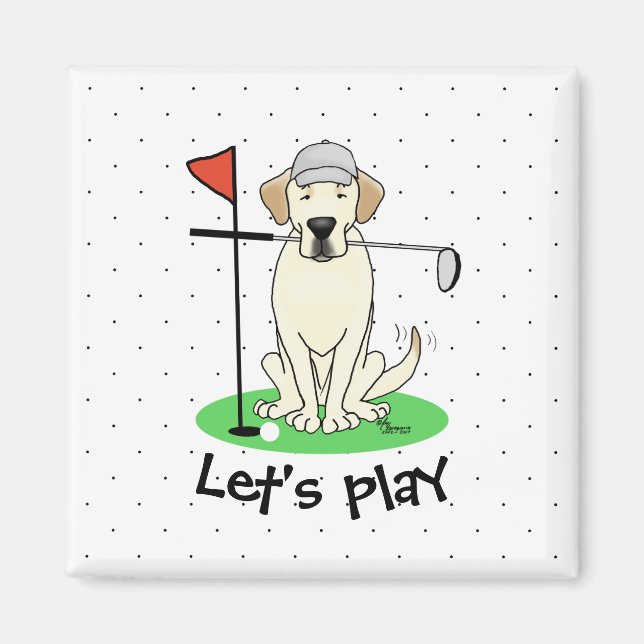 Golf Golfing Gelbe Labrador Labrador Retriever Dog Magnet (Vorne)