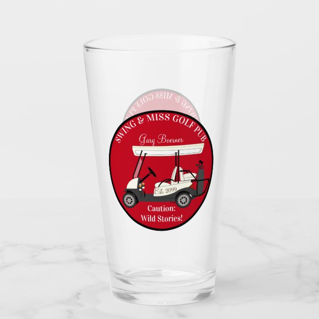 Golf Golfspielen Cart Beer Pint Soda Trinkbehälter Glas (Vorderseite)