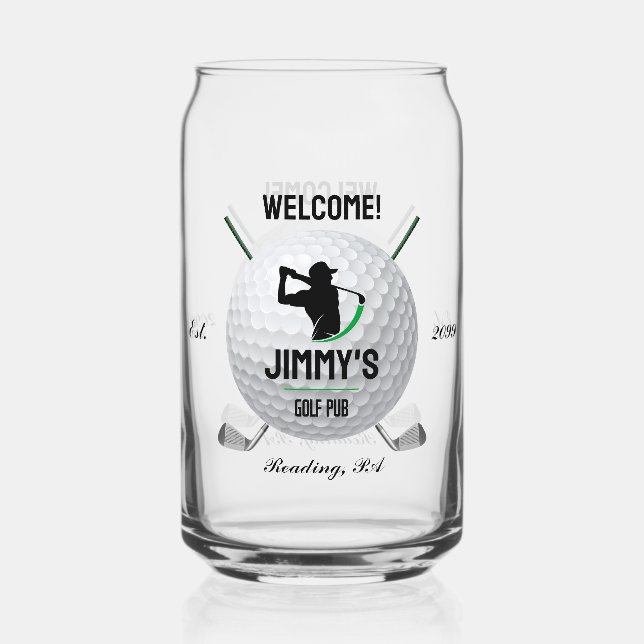 Golf Golfspielen Golfer Ball Clubs Bierkrug Glas (Vorderseite)