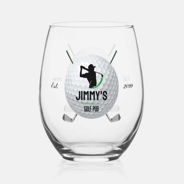 Golf Golfspielen Golfer Ball Clubs Cocktail Weinglas Ohne Stiel (Vorderseite)