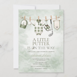 GOLF Green Little Putter Baby Shower Einladung