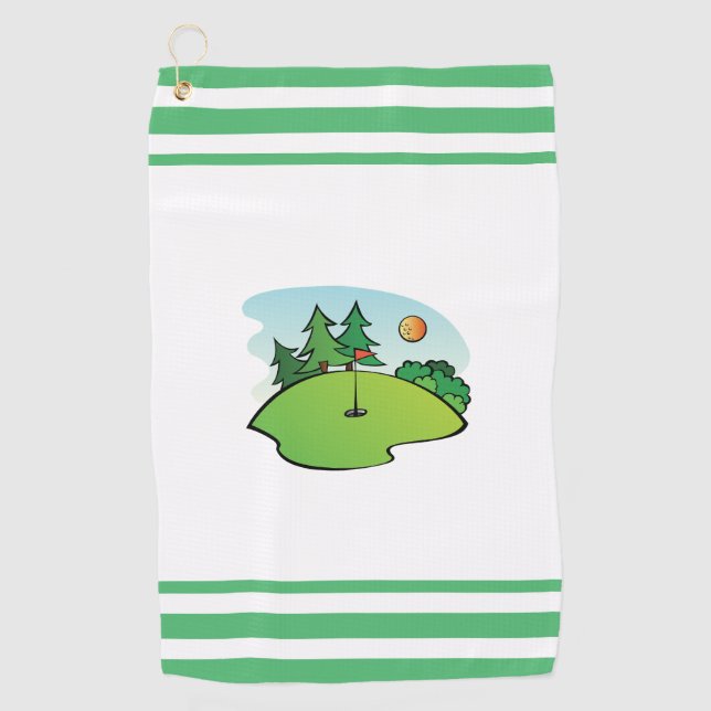 Golf Green mit Flag und Ball Golfhandtuch (Vorderseite)