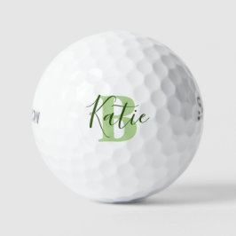 Golf Green Monogram Name Initial Golf Bälle