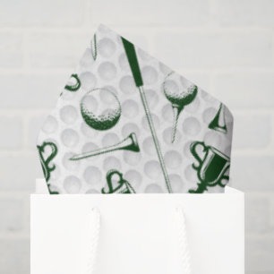 Golf Green White Golf Ball Clubs Trophäe Flagge Seidenpapier