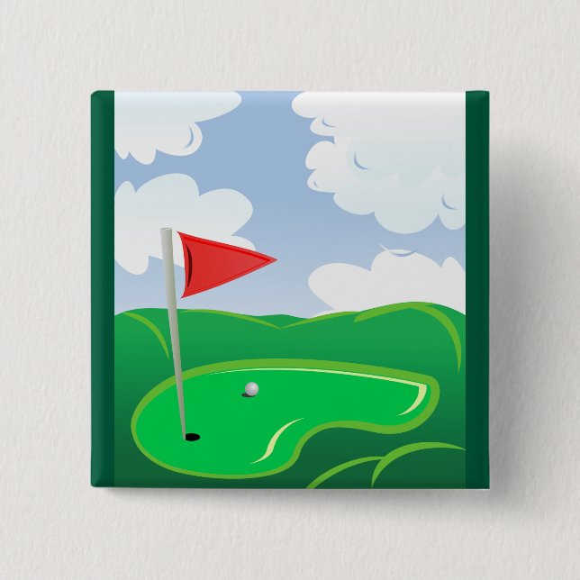 Golf Green with Red Flag and Ball Button (Vorderseite)