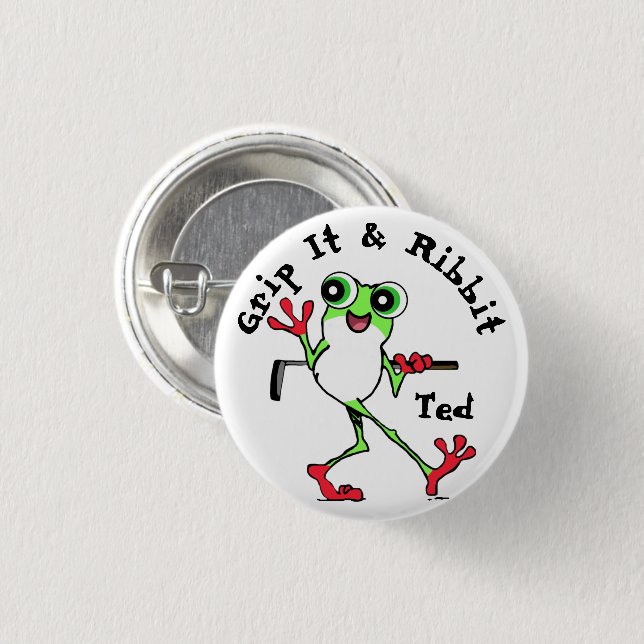 Golf Grip It and Rip It Funny Frosch Personalisier Button (Vorne & Hinten)