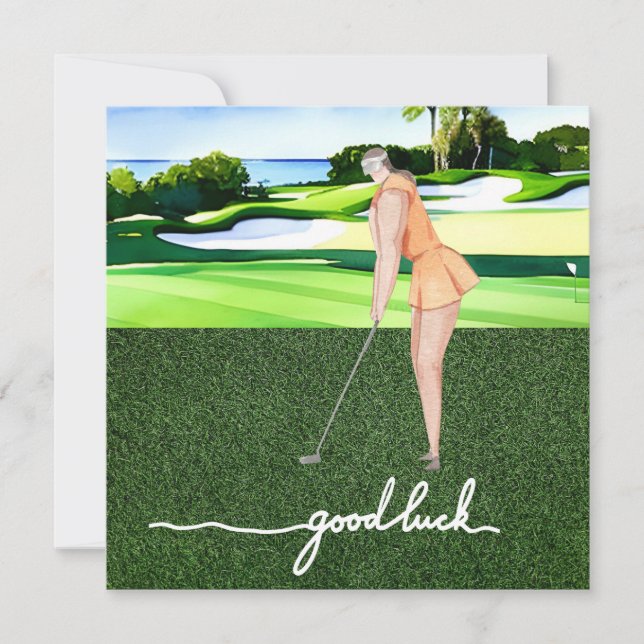 Golf Gruß Golf Ball viel Glück für Dame Golfer (Vorderseite)
