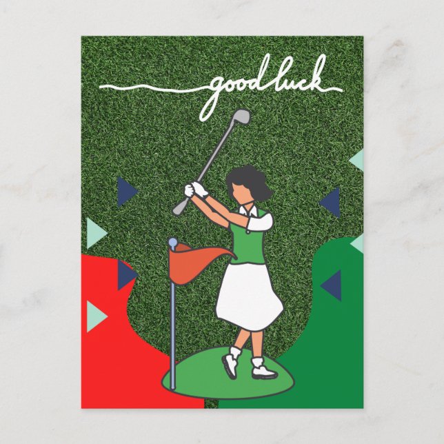 Golf Gruß Golf Ball viel Glück für Dame Golfer  Postkarte (Vorderseite)