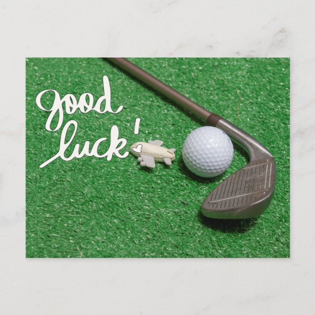 Golf Gruß Golf Ball viel Glück Günstige Ausflugska Postkarte (Vorderseite)