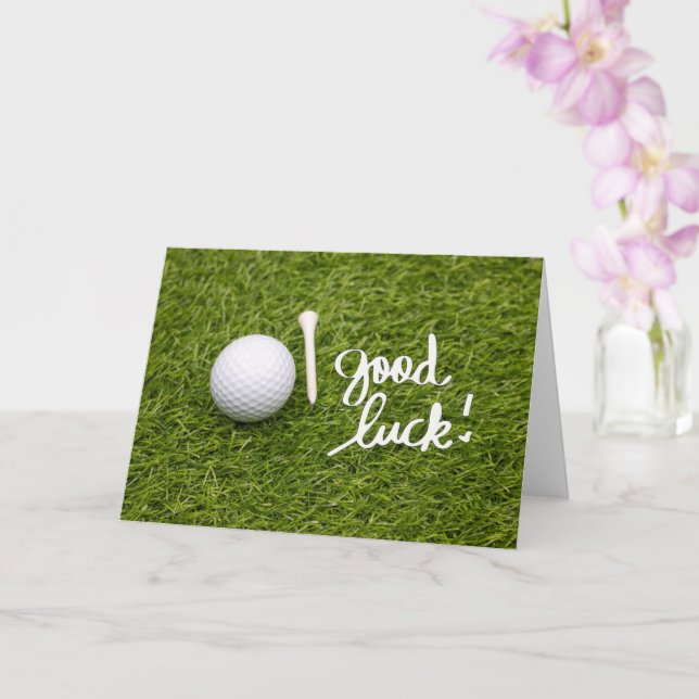 Golf Gruß Golf Ball viel Glück Handschrift ca Karte (Orchidee)