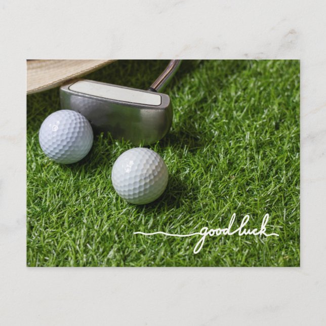 Golf Gruß Golf Ball viel Glück Handschrift Postkarte (Vorderseite)