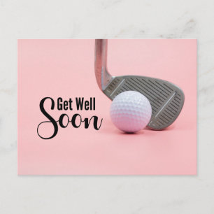 Golf Gute Besserung für Golferin rosa Thema Postkarte
