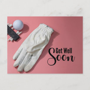 Golf Gute Besserung für Golferin rosa Thema Postkarte