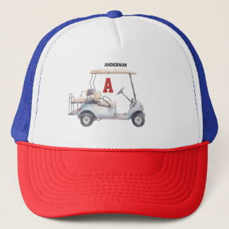  Golf Guy Cart Custom Monogram Name Trucker Hat Truckerkappe