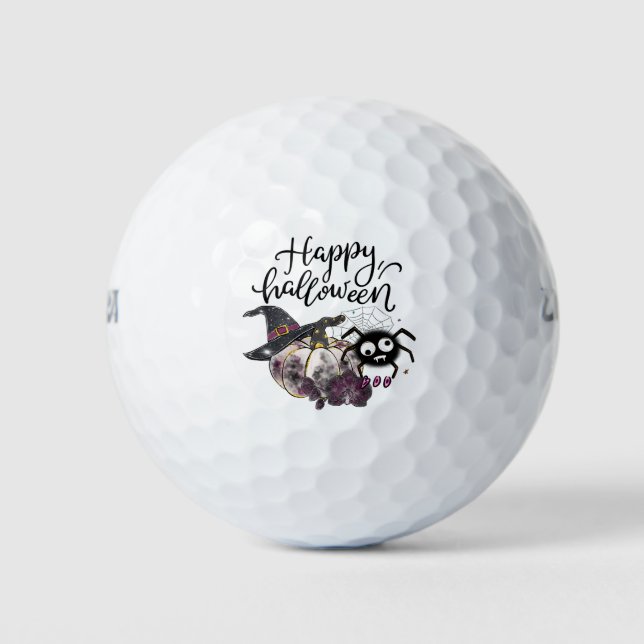 Golf Halloween mit Geisterspinne, beängstigende Sp Golfball (Vorderseite)