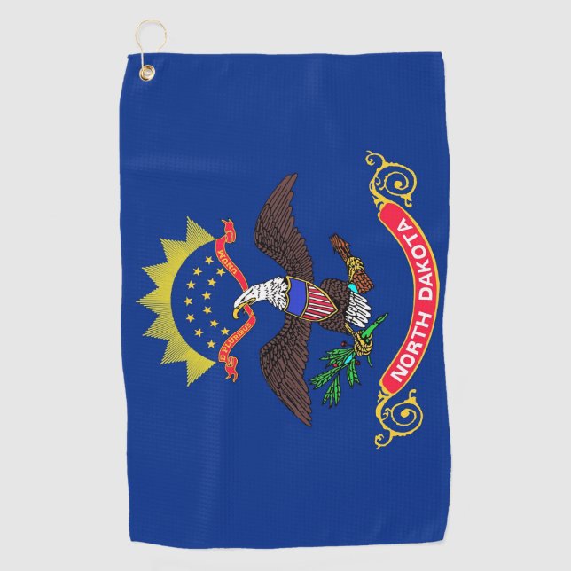 Golf Handtuch mit Flagge von North Dakota (Vorderseite)