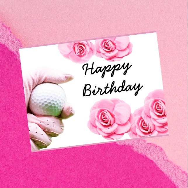 Golf Happy Birthday Card Hand hält Golfball Postkarte (Von Creator hochgeladen)