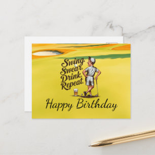Golf Happy Birthday Golfer Golfing Postkarte