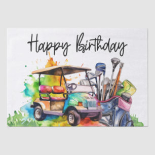Golf Happy Birthday mit Golfwagen Wrapping Pape Seidenpapier